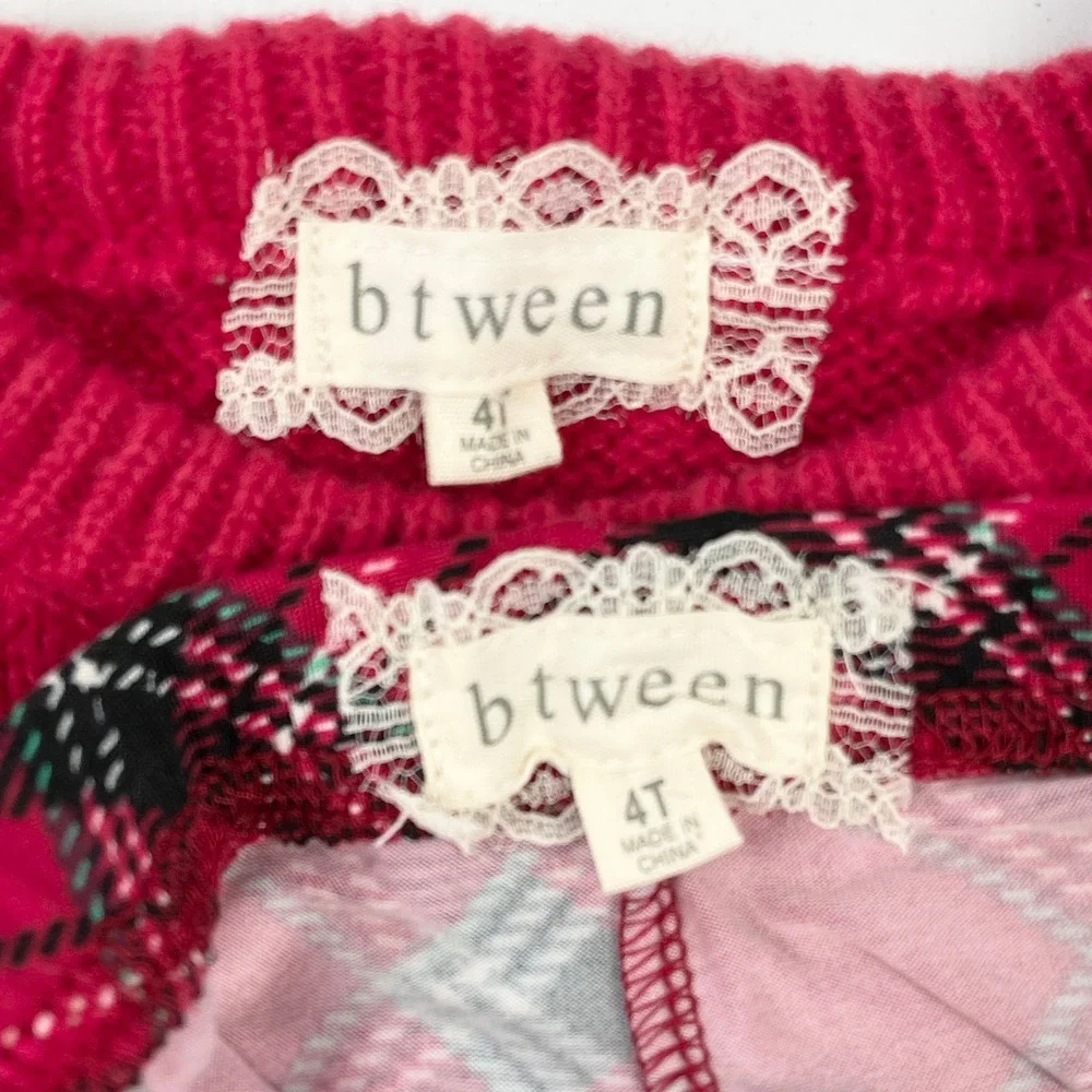 Btween Girls 4T Ruffle Sweater Plaid Flare Pants Set Holiday Winter‎ Cozy